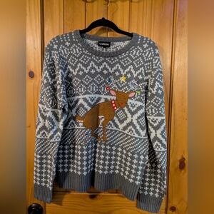 Carbon Festive Gray Reindeer Sweater